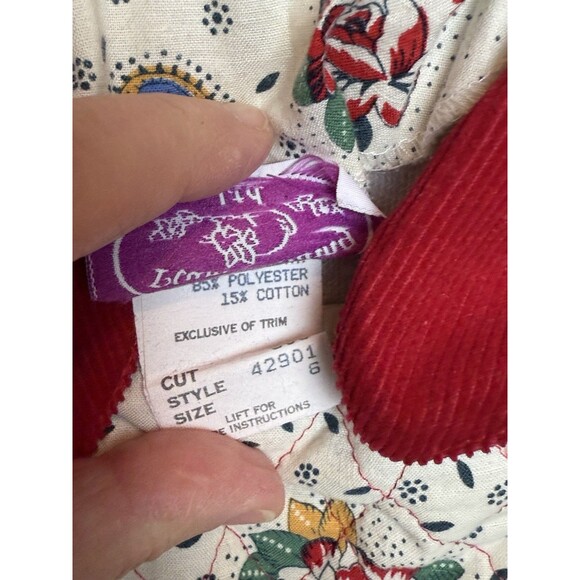 Vintage Plum Pudding Corduroy Dress w/Quilted Bodice - 6 - Picture 4 of 8